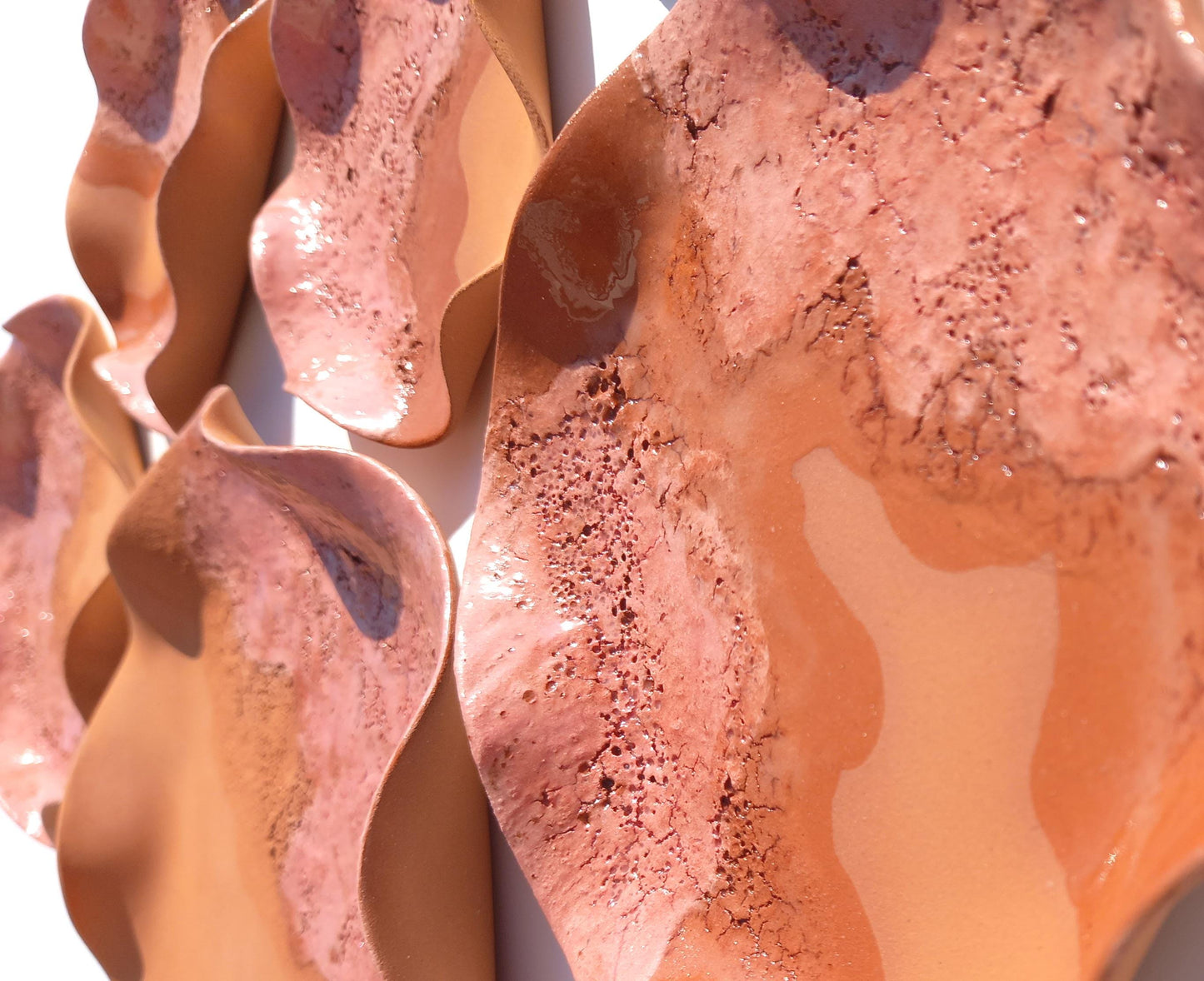 Terracotta Flower Tile Wall Art: Blush Ceramic Sculpture, Made to Order