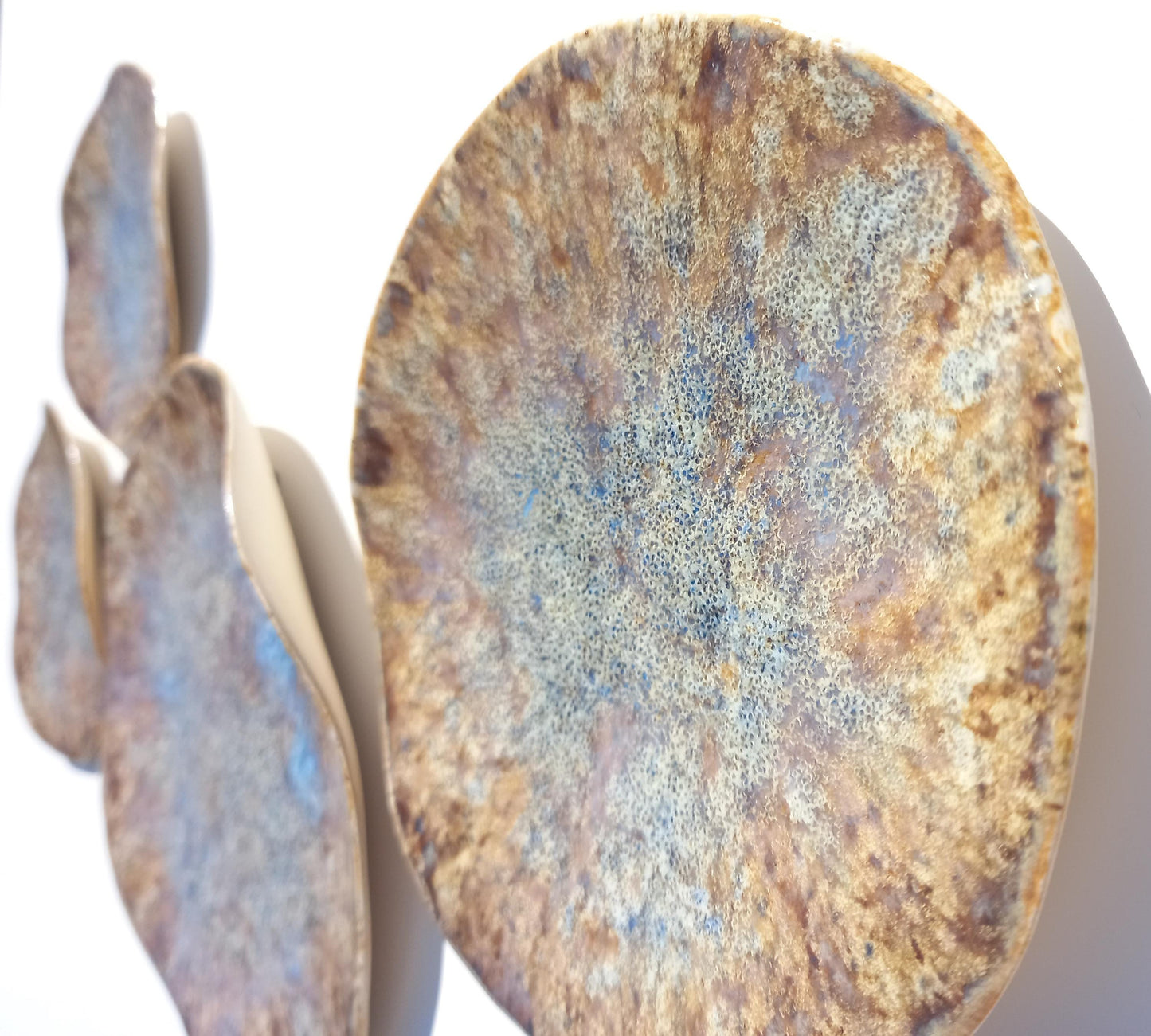 Organic Porcelain Wall Art Tiles - Beige, Honey, Brown & Blue - Made To Order