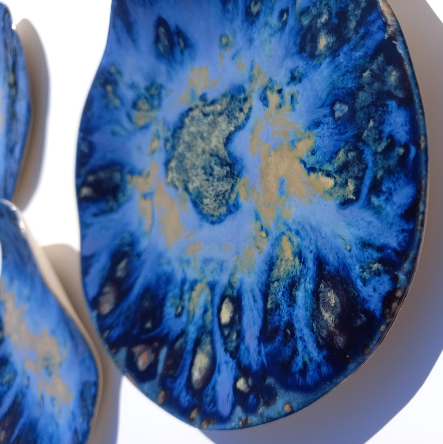 Organic Porcelain Wall Art Tiles - Blue & Honey - Made To Order