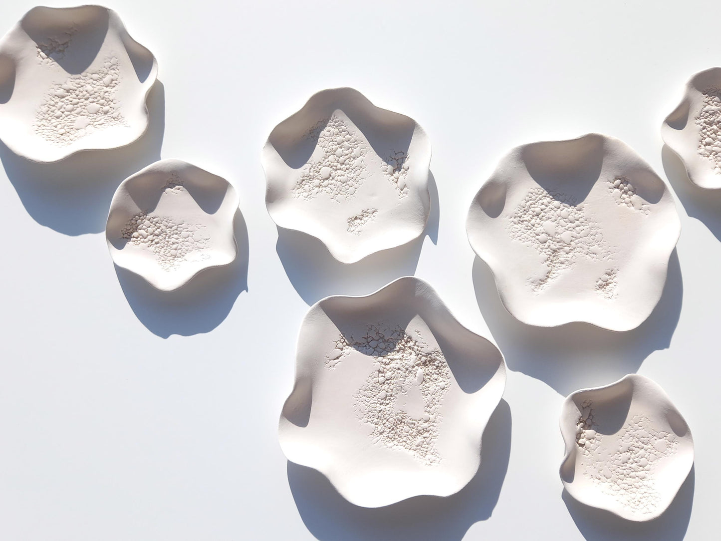 White Ceramic Flower Wall Art Tiles: Large Floral Wall Sculpture, Made to Order