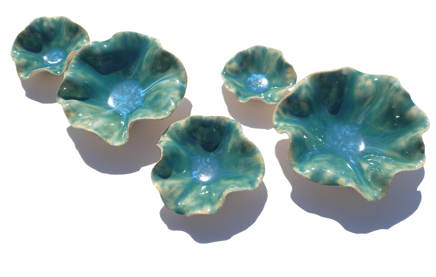 Handmade Ceramic Flower Wall Decor: Light Green & Blue Tulips (Made to Order)