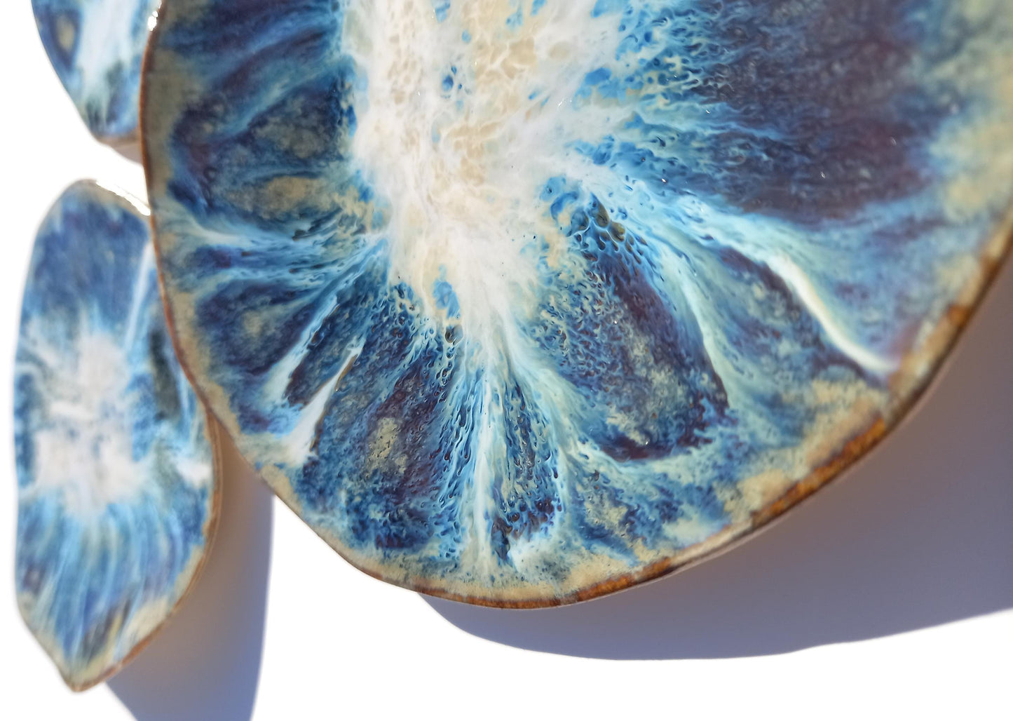 Organic Porcelain Wall Art Tiles - Blue, White & Honey - Made To Order