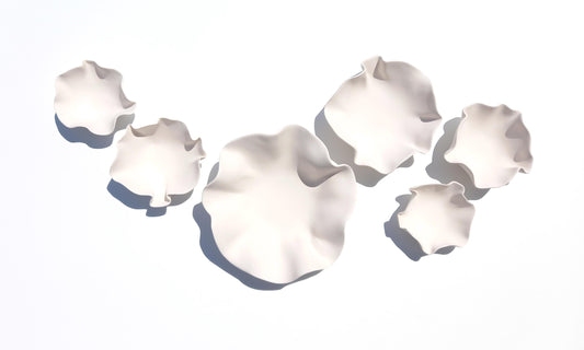 White Ceramic Flower Wall Art Tiles: Handmade Floral Sculpture (Made to Order)