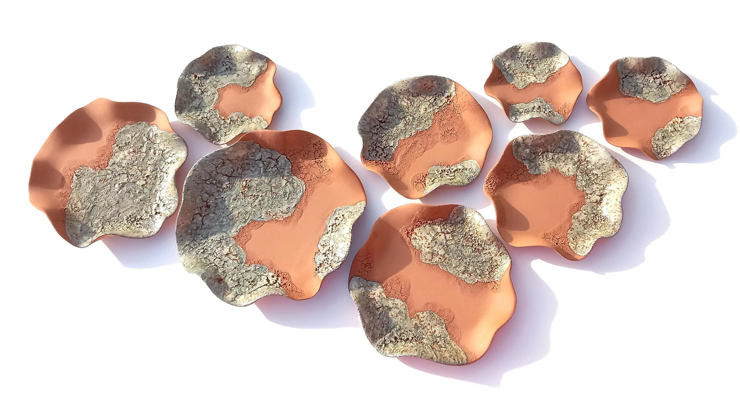 Sage Green and Terracotta Wall Art - Ceramic Sculpture - Modern Decorative Tiles - Made to Order