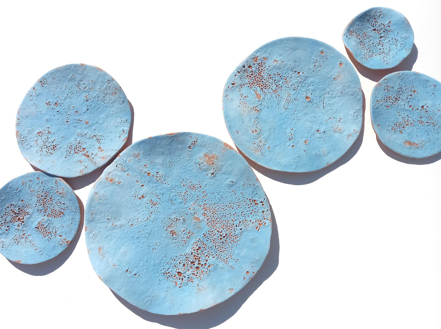 Terracotta Tile Wall Art: Sky Blue Ceramic Sculpture, Made to Order