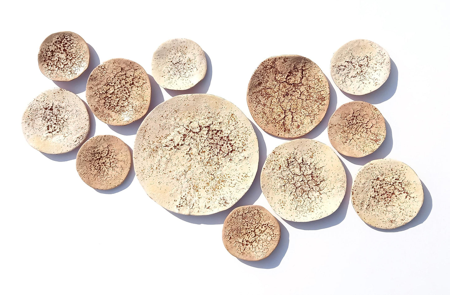 Beige & Cream Glazed Terracotta Wall Art - Ceramic Sculpture - Modern Decorative Tiles - Made to Order