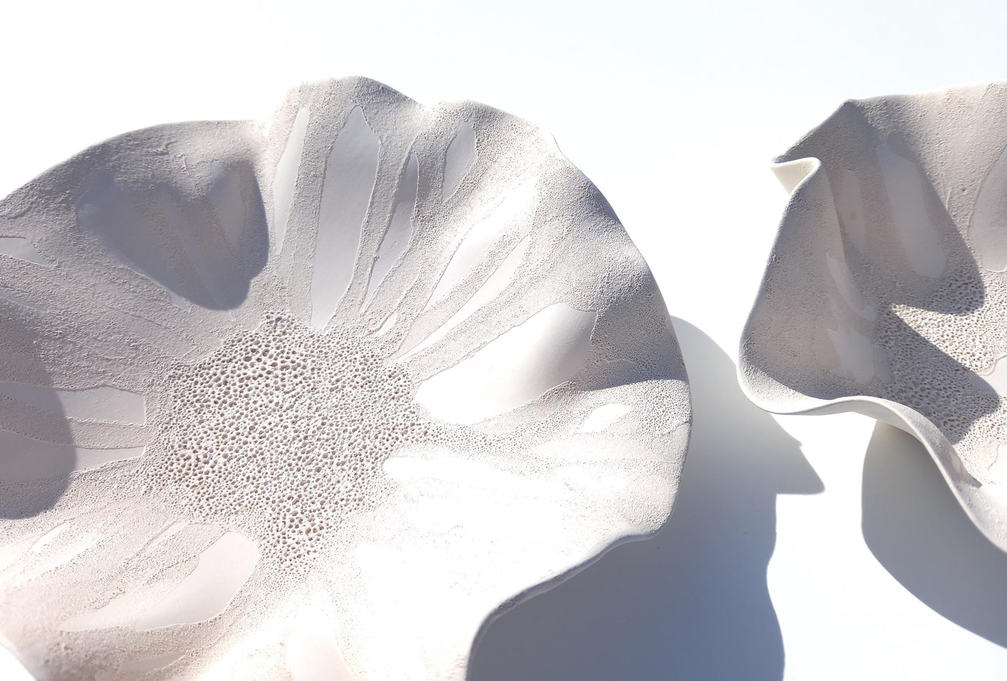 White Ceramic Flower Wall Art Tiles: Large Floral Wall Sculpture (Made to Order)