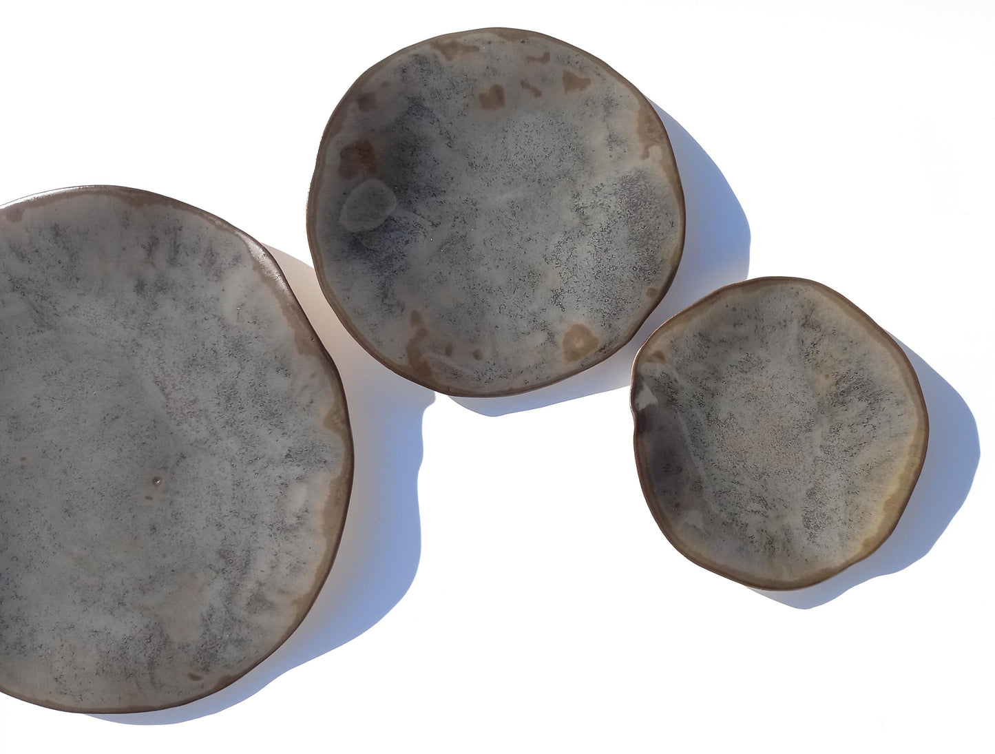 Taupe Gray & Stone Ceramic Wall Sculpture: Organic Round Porcelain Tile Art, Made to Order