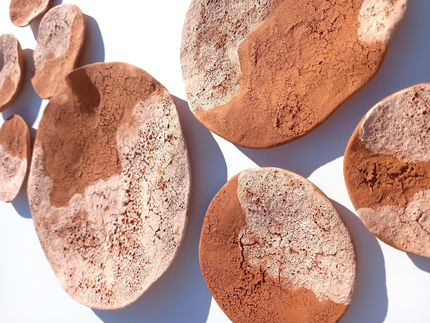 Beige & Terracotta Desert Wall Art Tiles: Handmade Ceramic Sculpture, Made to Order