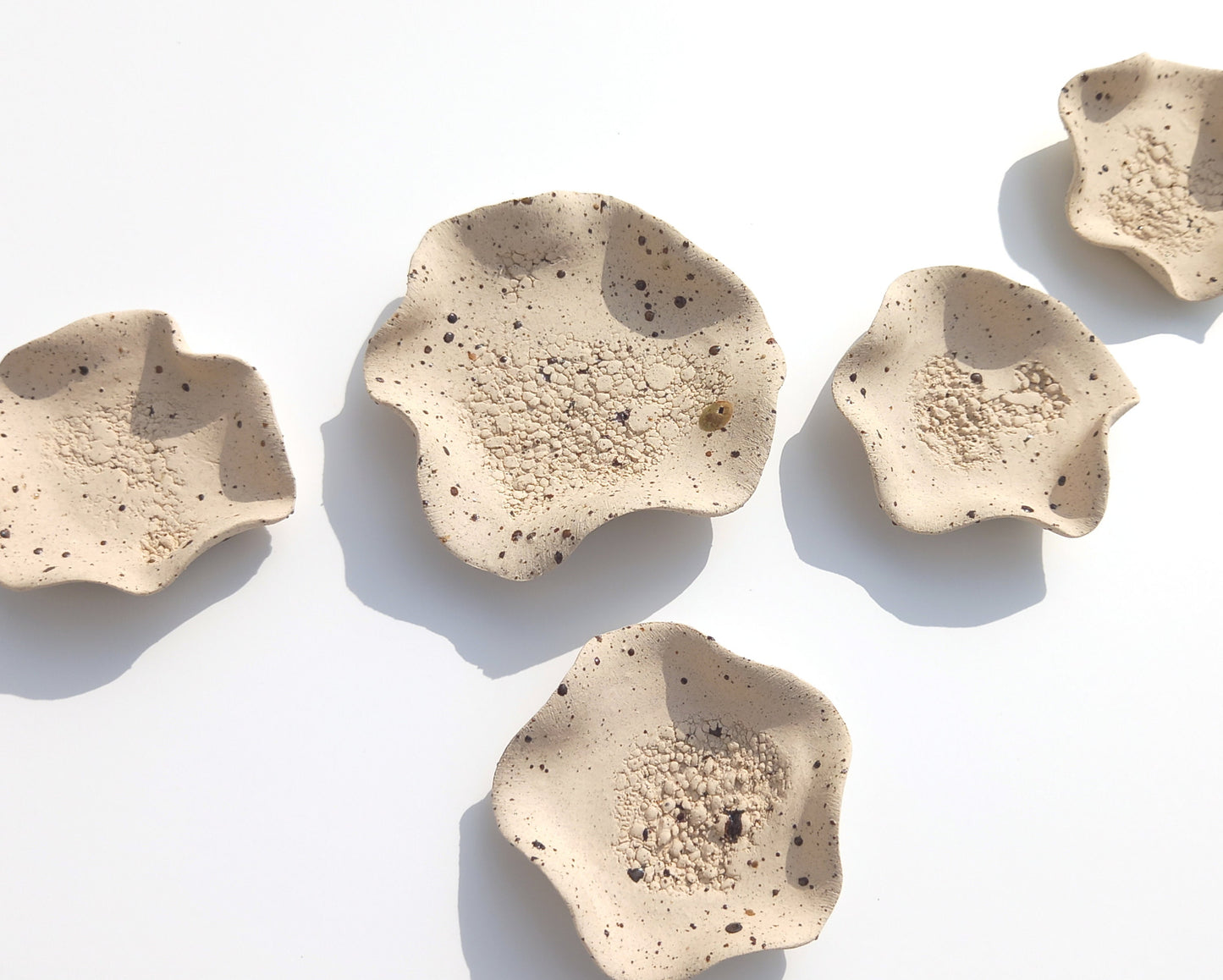 Beige Speckled Stoneware Flower Tiles: Large Ceramic Wall Art (MADE TO ORDER)