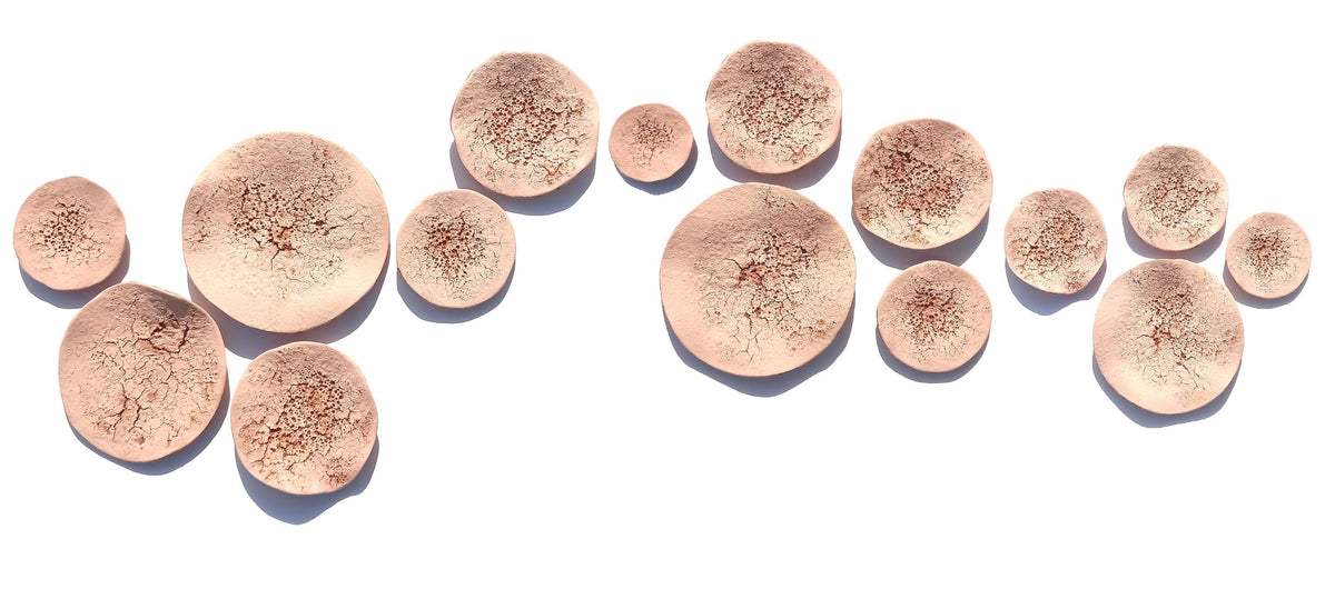 Beige Terracotta Wall Art Tiles: Handmade Desert Ceramic Sculpture, Made to Order