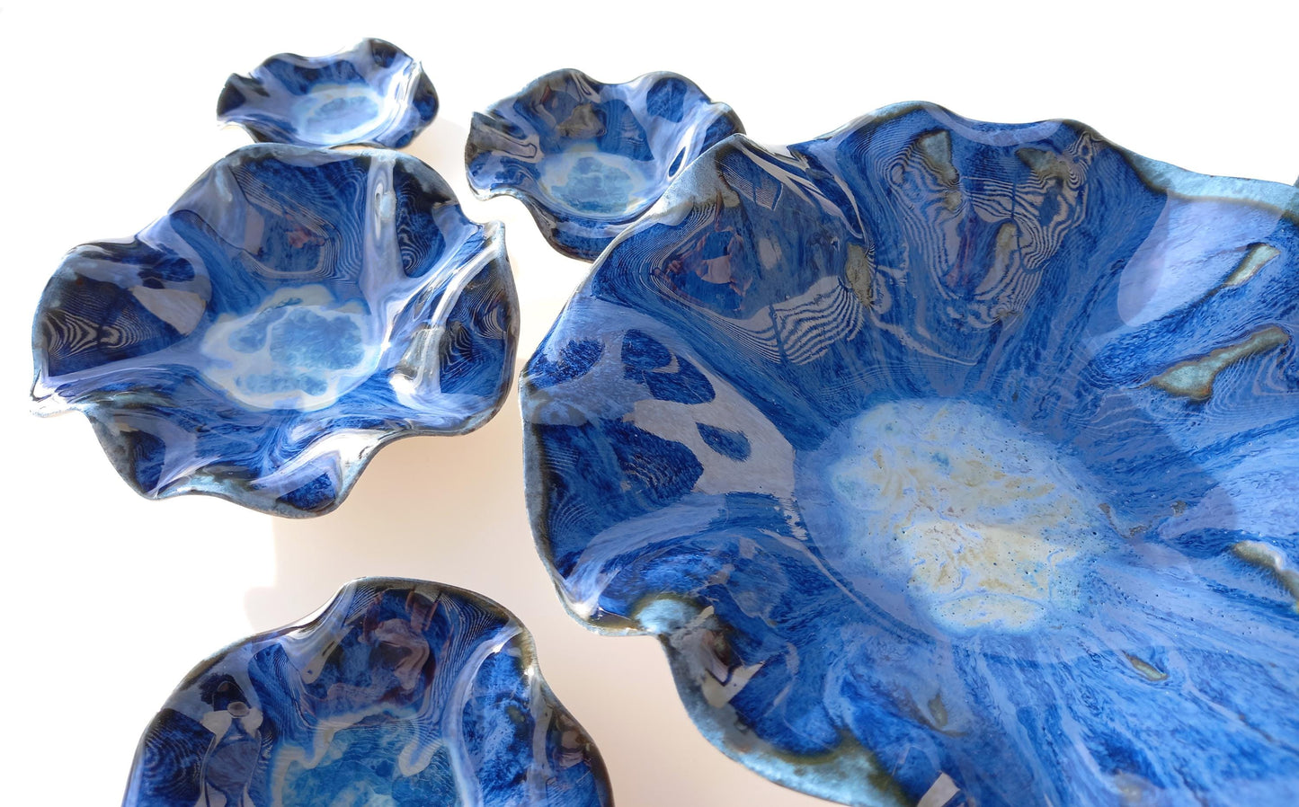 Large Blue Ceramic Wall Art - Fine Art Sculpture - Minimalist Installation - MADE TO ORDER