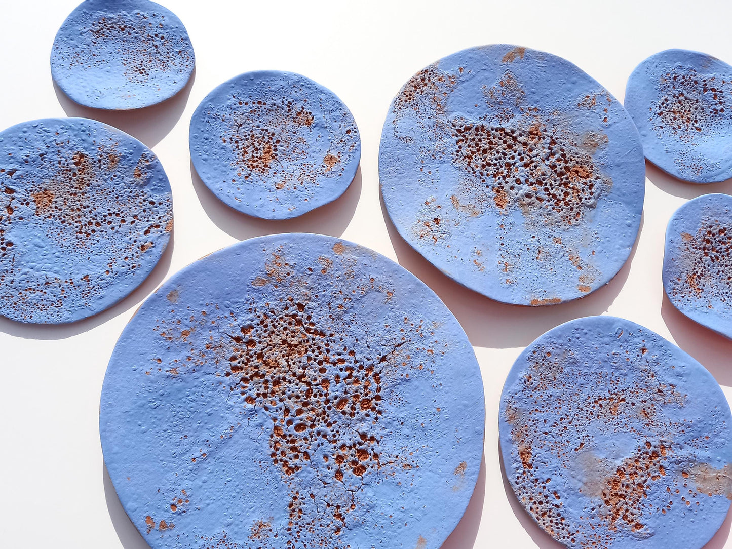 Terracotta Tile Wall Art: Blue Ceramic Sculpture, Made to Order