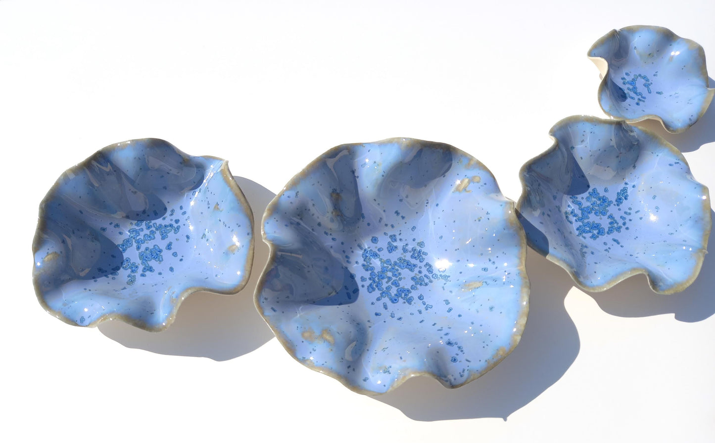 Light Blue Porcelain Wall Art Sculpture Set - Handmade Tulip Ceramic, Made to Order