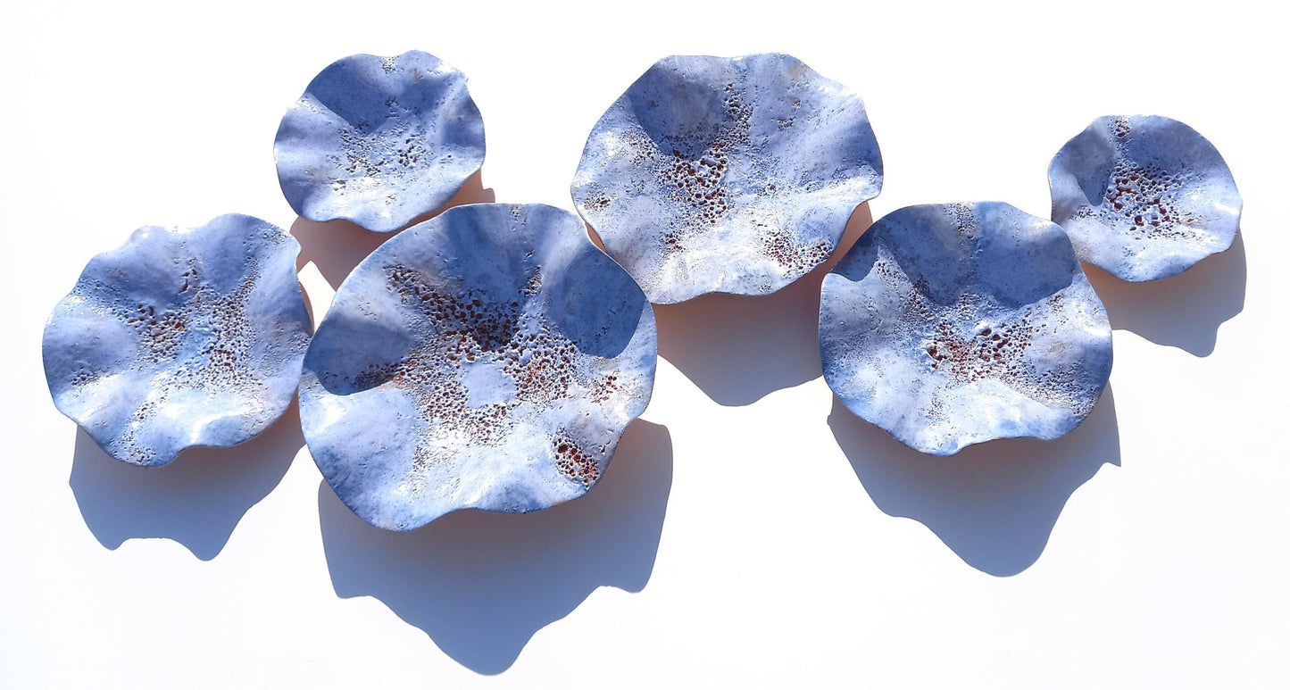 Glazed Terracotta Tile Wall Art: Denim Blue Ceramic Sculpture, Made to Order