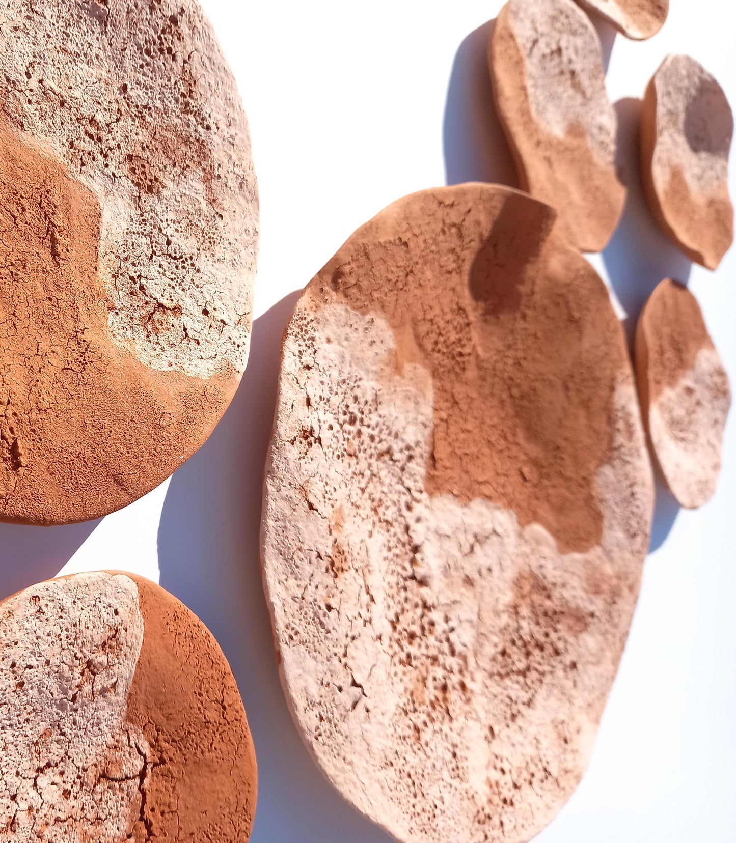 Beige & Terracotta Desert Wall Art Tiles: Handmade Ceramic Sculpture, Made to Order
