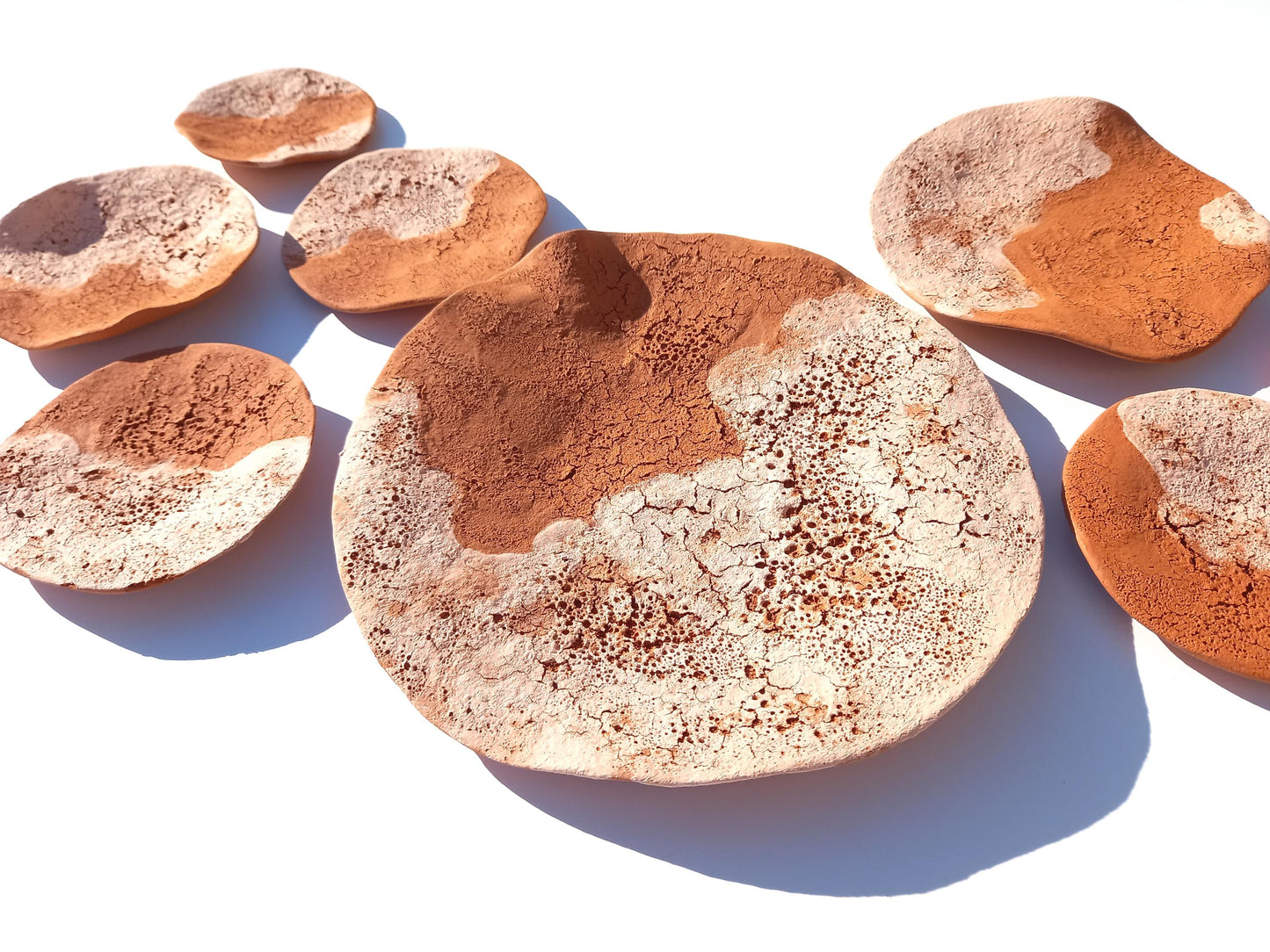 Beige & Terracotta Desert Wall Art Tiles: Handmade Ceramic Sculpture, Made to Order