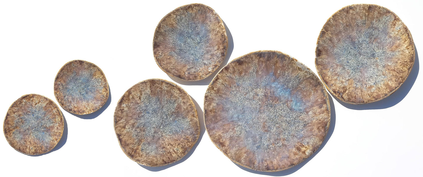 Organic Porcelain Wall Art Tiles - Beige, Honey, Brown & Blue - Made To Order