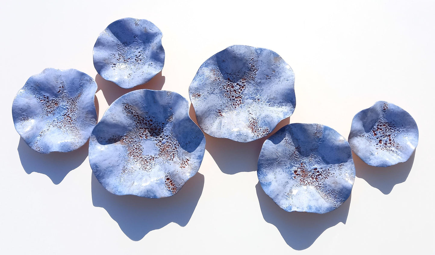 Glazed Terracotta Tile Wall Art: Denim Blue Ceramic Sculpture, Made to Order