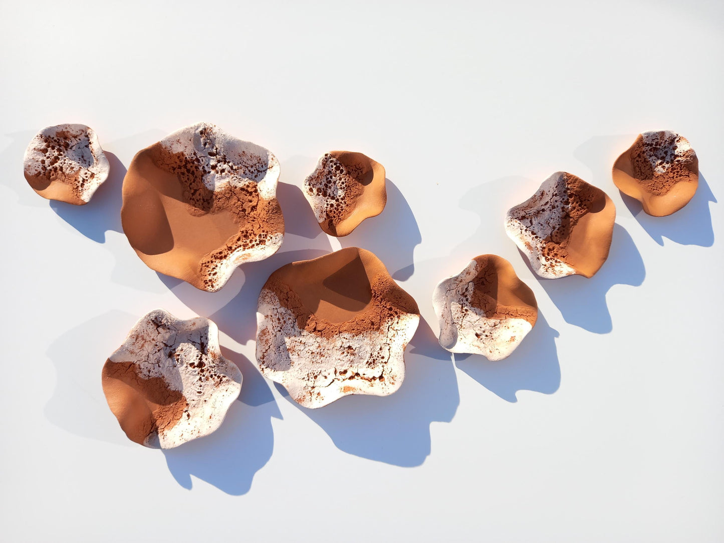 White & Terracotta Flower Wall Art: Large Ceramic Tile Sculpture (MADE TO ORDER)