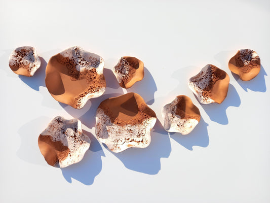 White & Terracotta Flower Wall Art: Large Ceramic Tile Sculpture (MADE TO ORDER)