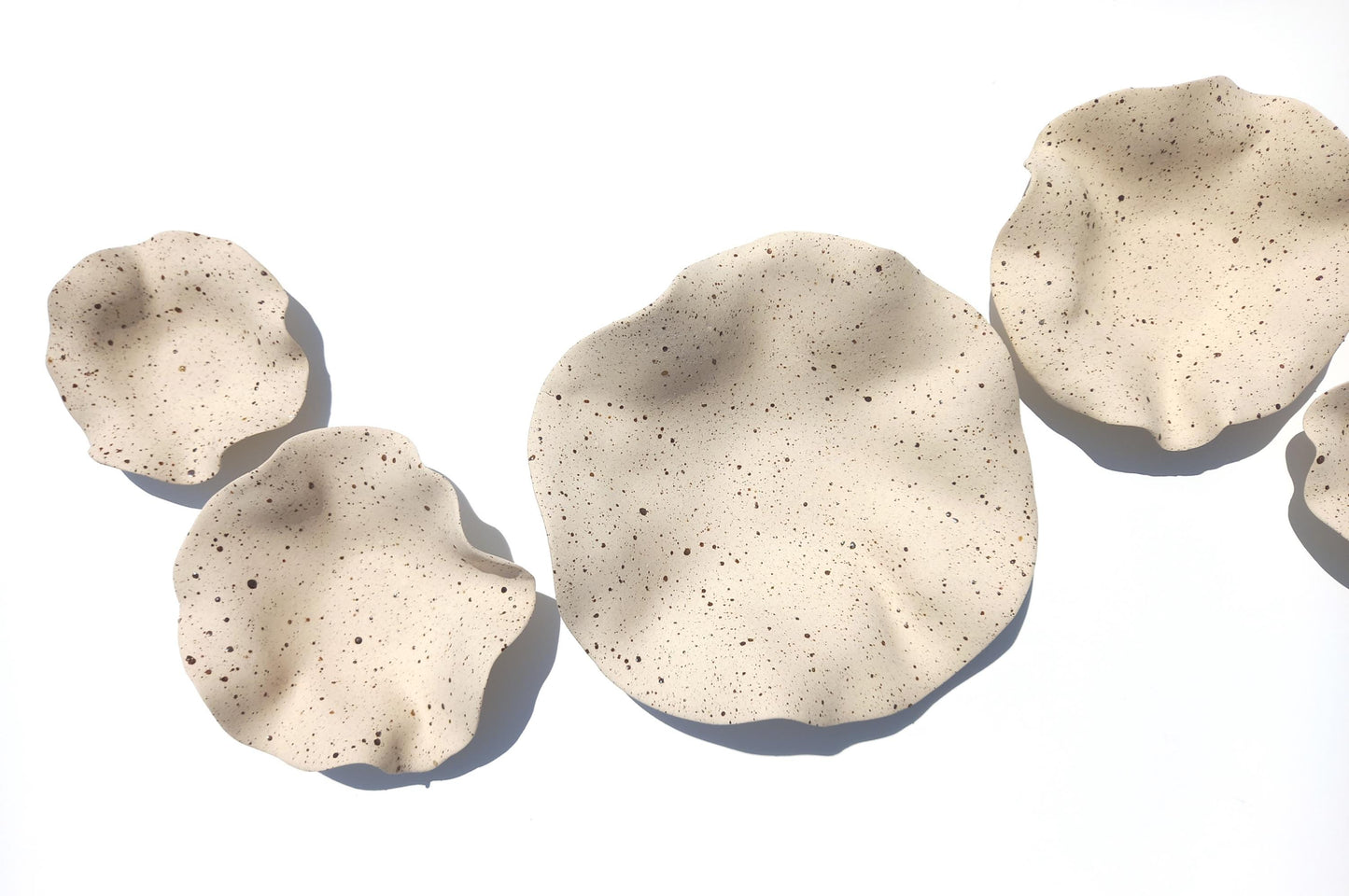 Beige Speckled Ceramic Wall Art: Handmade Art Decor, Made to Order