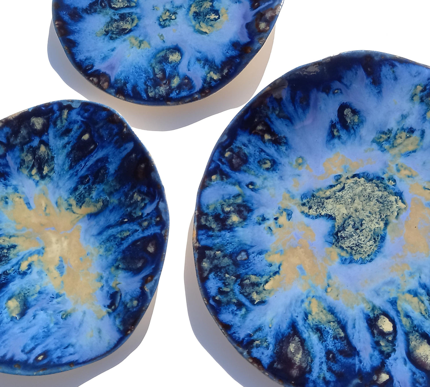 Organic Porcelain Wall Art Tiles - Blue & Honey - Made To Order