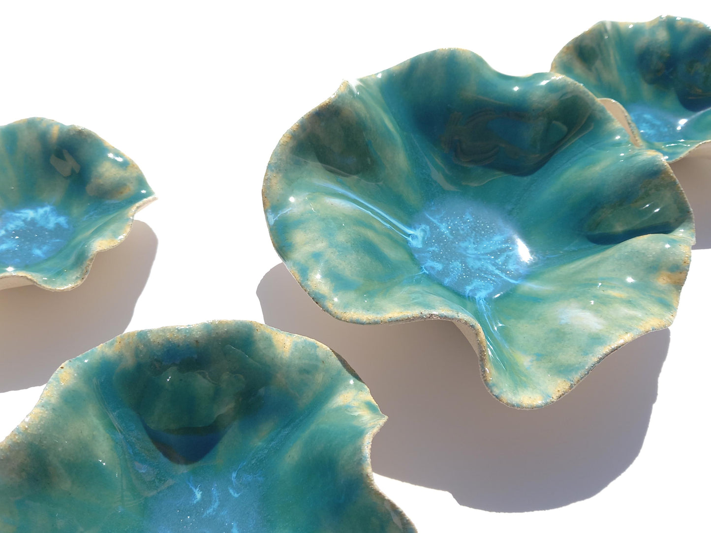 Handmade Ceramic Flower Wall Decor: Light Green & Blue Tulips (Made to Order)