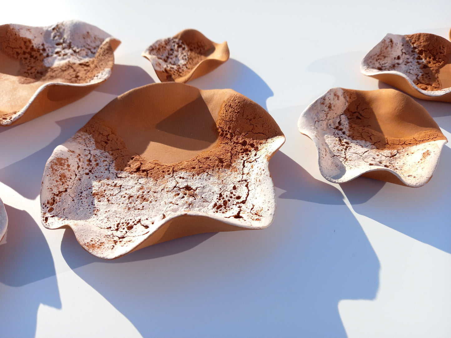 White & Terracotta Flower Wall Art: Large Ceramic Tile Sculpture (MADE TO ORDER)