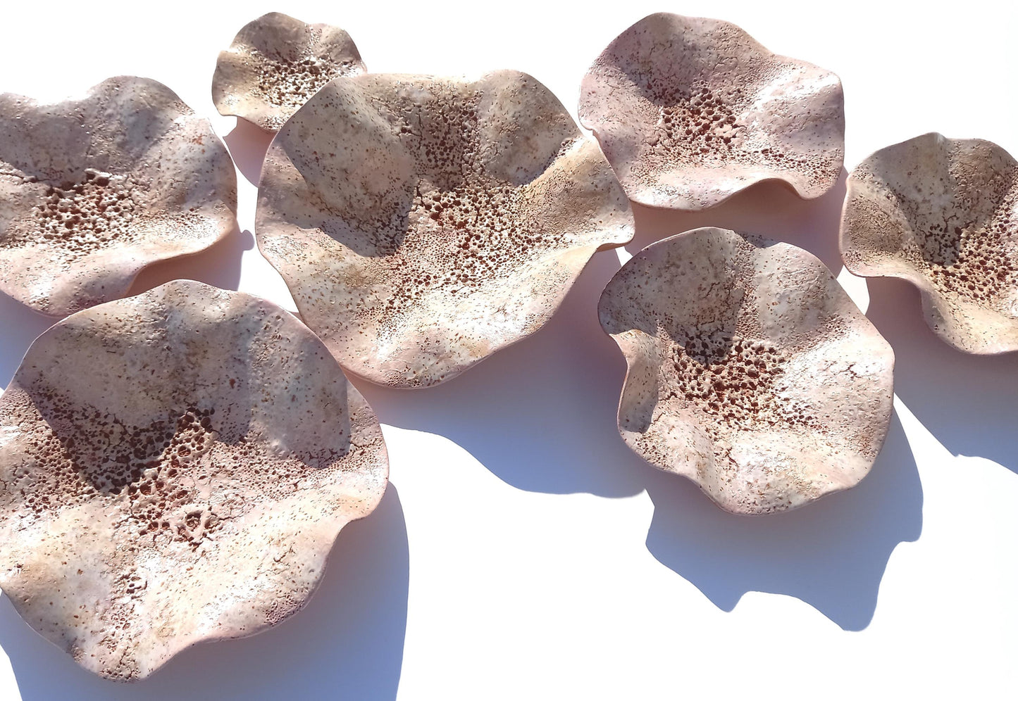 Glazed Terracotta Tile Wall Art: Pink Beige Ceramic Sculpture, Made to Order