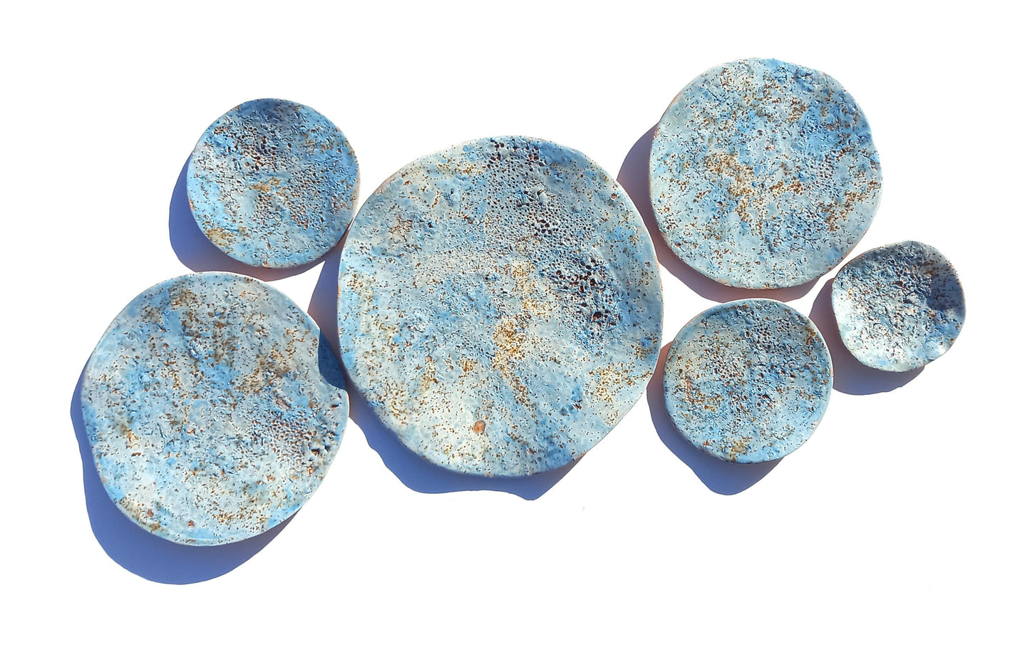 Sky Blue Terracotta Wall Art - Ceramic Wall Sculpture - Modern Decorative Tiles - Made to Order