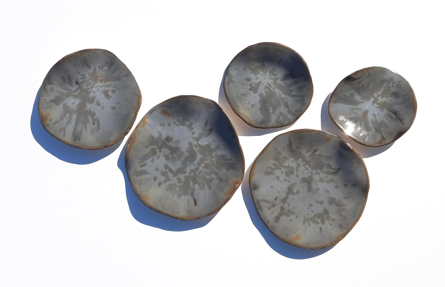 Stone Gray & Taupe Ceramic Wall Sculpture: Organic Round Porcelain Tile Art, Made to Order