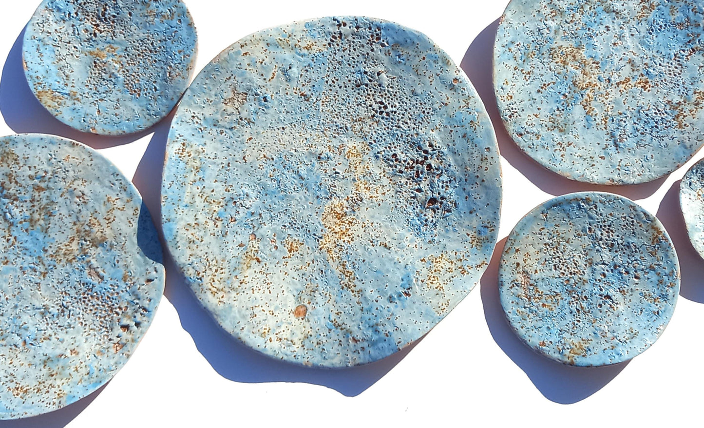 Sky Blue Terracotta Wall Art - Ceramic Wall Sculpture - Modern Decorative Tiles - Made to Order