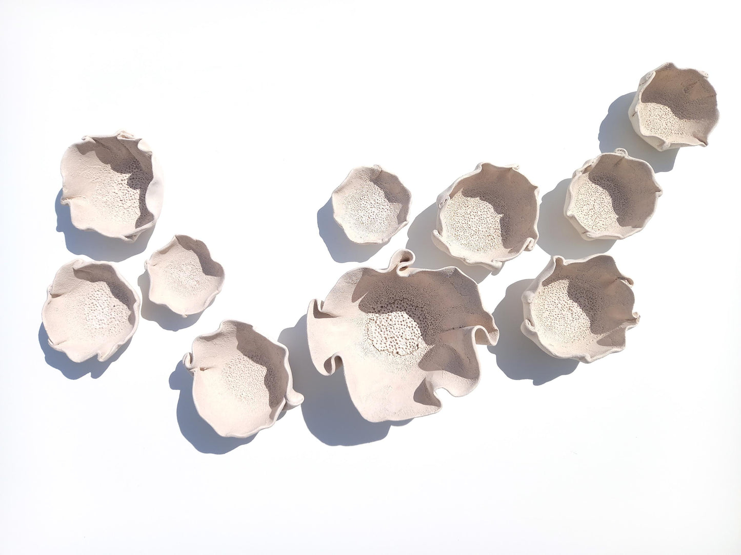 Off-white Ceramic Wall Art - Floral Sculpture - Modern Tiles - MADE TO ORDER