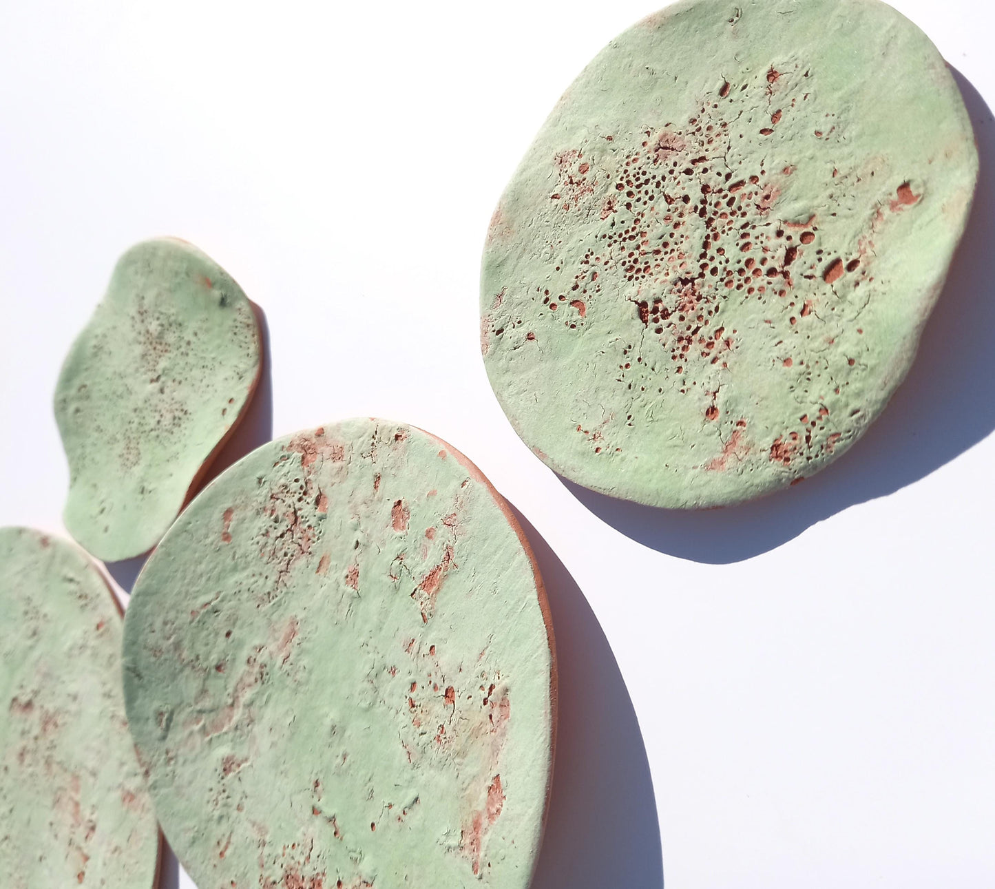 Terracotta Tile Wall Art: Apple Green Ceramic Sculpture, Made to Order