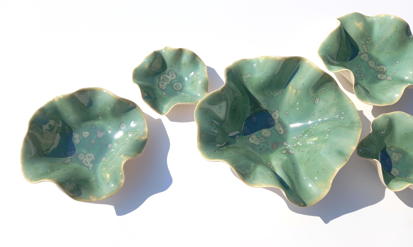 Green Porcelain Art Sculpture: Custom Ceramic Wall Decor, Made to Order