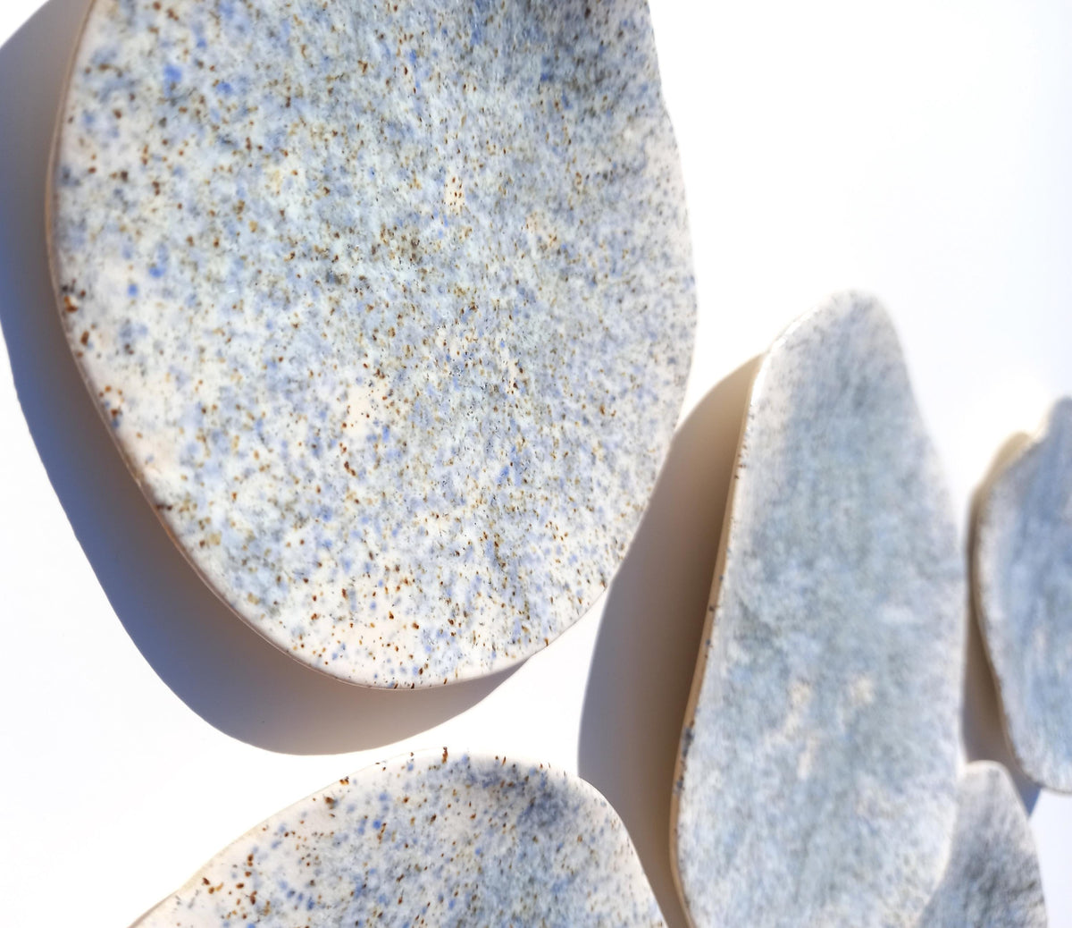 White, Blue & Beige Porcelain Wall Sculpture with Hangers - Organic Art Installation - Made to Order