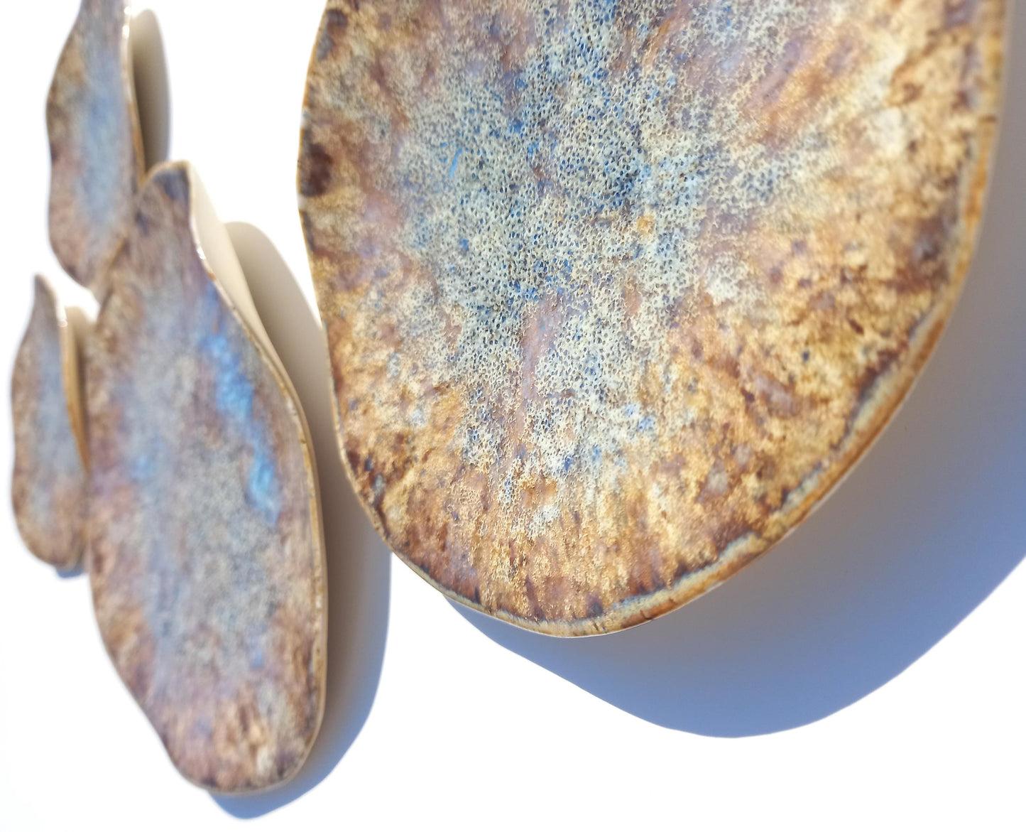 Organic Porcelain Wall Art Tiles - Beige, Honey, Brown & Blue - Made To Order