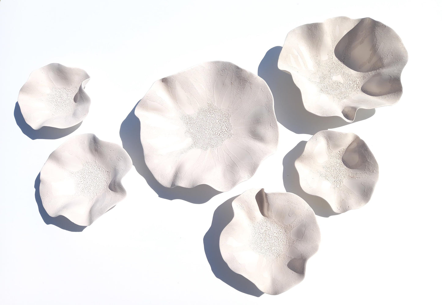 White Ceramic Flower Wall Art Tiles: Large Floral Wall Sculpture (Made to Order)