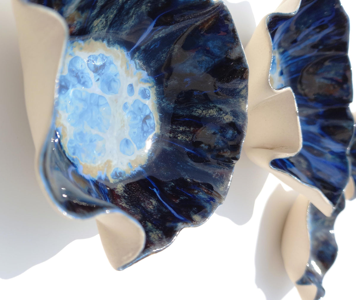 Dark Blue Porcelain Wall Art Tulips - Custom Ceramic Sculpture Set, Made to Order