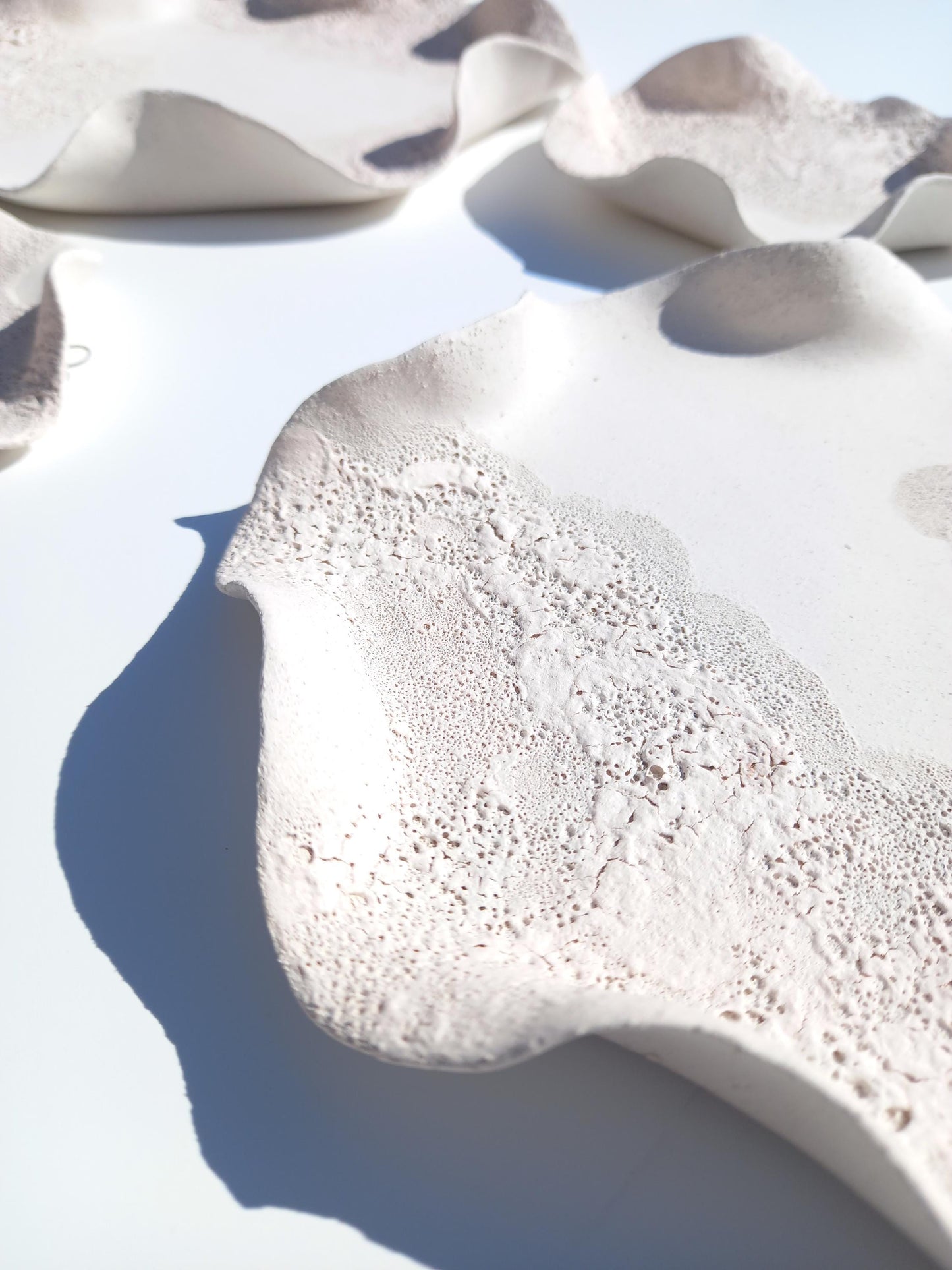 Off-White Ceramic Flower Wall Art Tiles: Large Handmade Wall Sculpture, Made to Order
