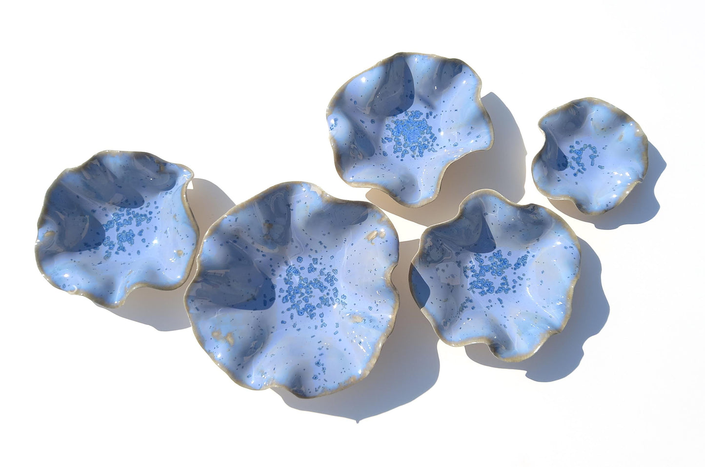 Light Blue Porcelain Wall Art Sculpture Set - Handmade Tulip Ceramic, Made to Order