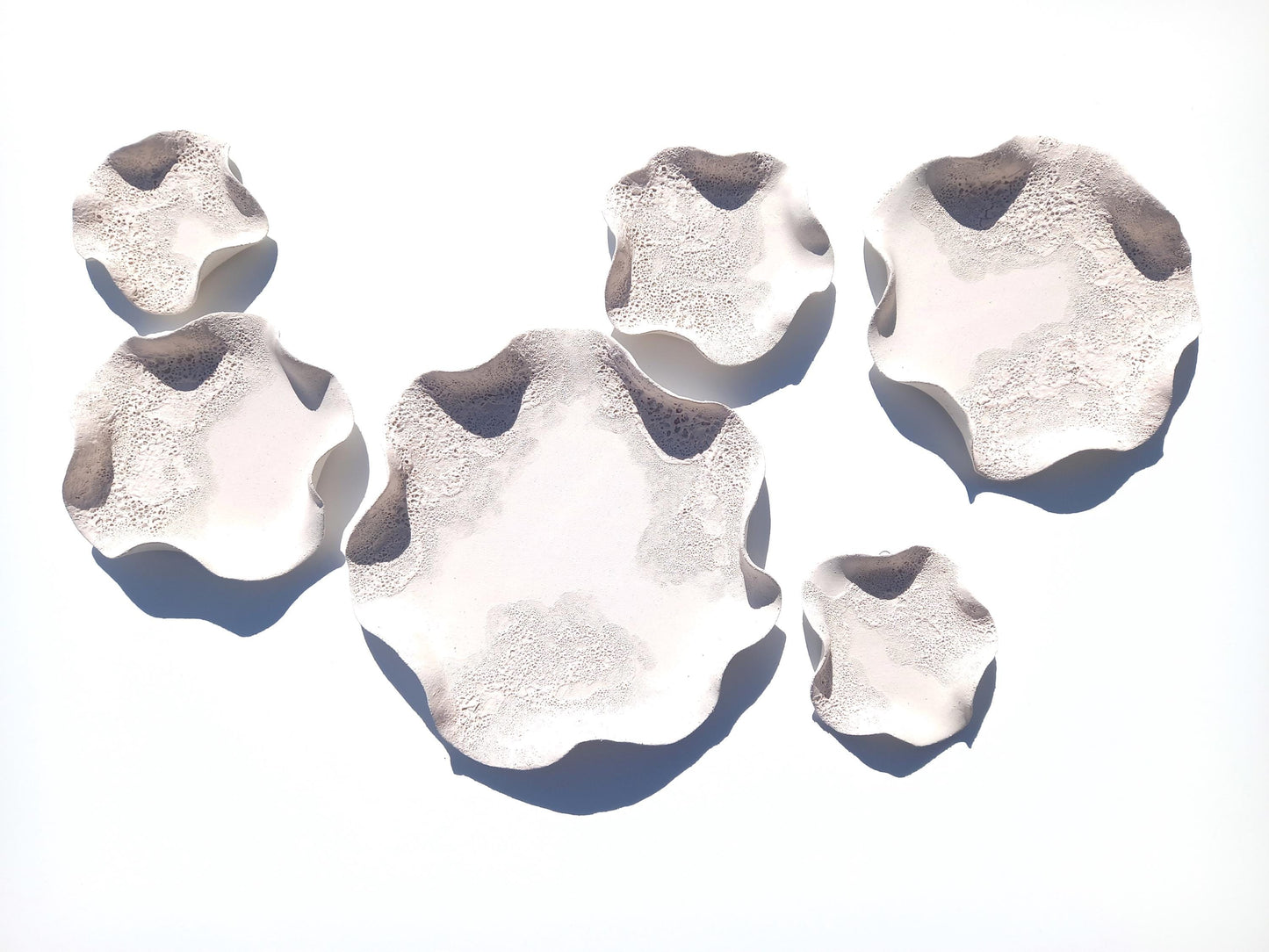 Off-White Ceramic Flower Wall Art Tiles: Large Handmade Wall Sculpture, Made to Order