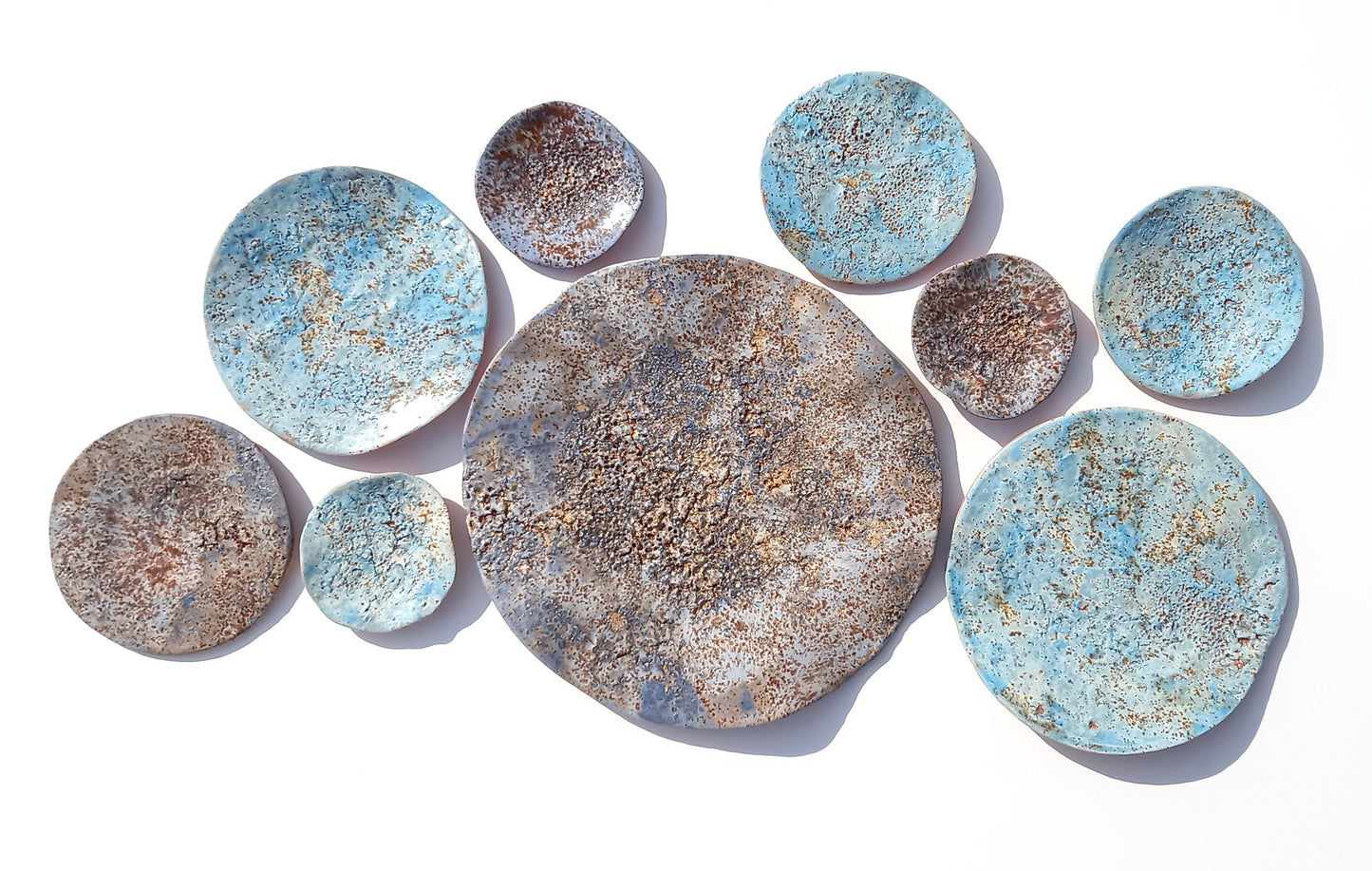 Navy & Sky Blue Terracotta Wall Art - Ceramic Wall Sculpture - Decorative Tiles - Made to Order