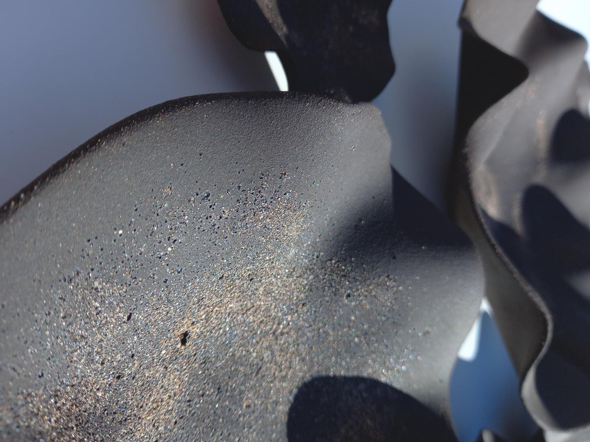 Charcoal Black Stoneware Tulip Wall Sculpture: Large Ceramic Flower Tiles, Made to Order