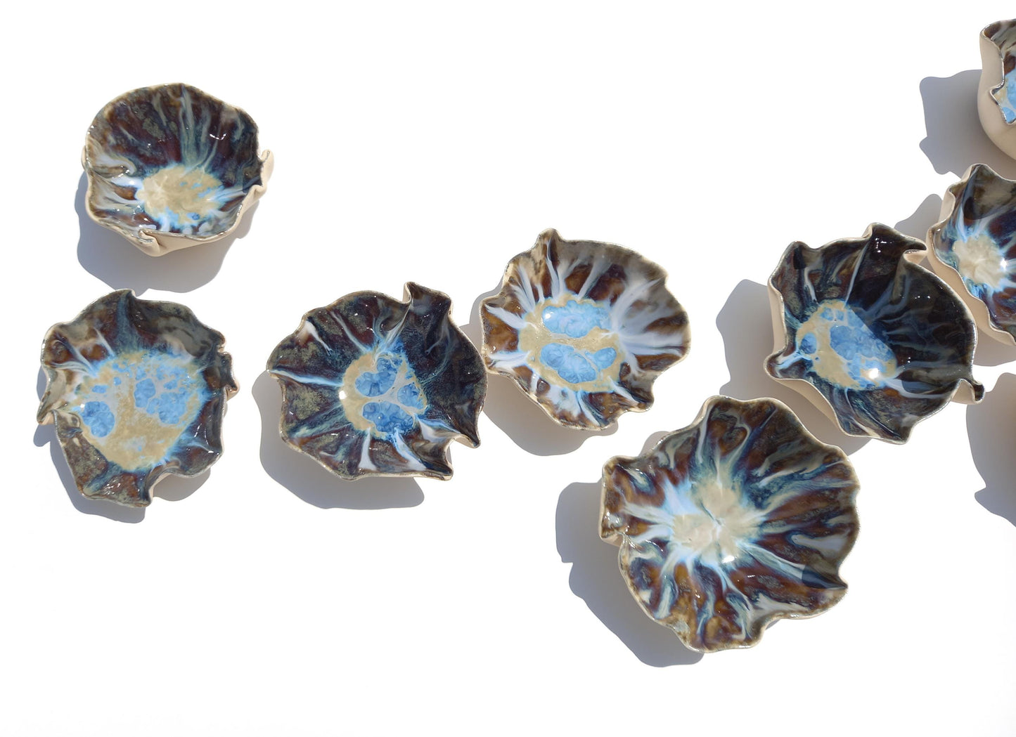 Handmade Porcelain Tulip Wall Art: Blue, Honey, Brown - Made to Order