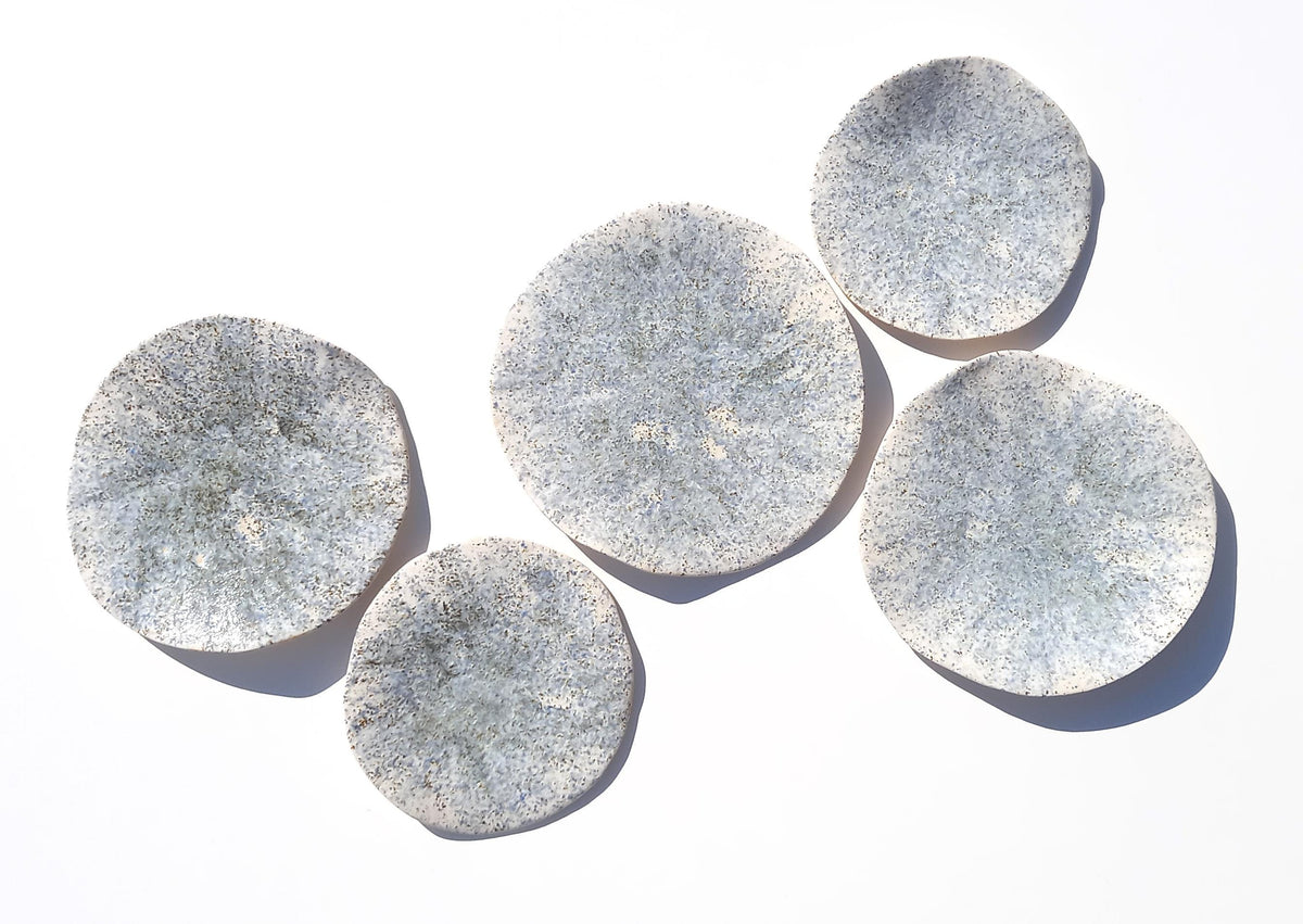 White, Blue & Beige Porcelain Wall Sculpture with Hangers - Organic Art Installation - Made to Order