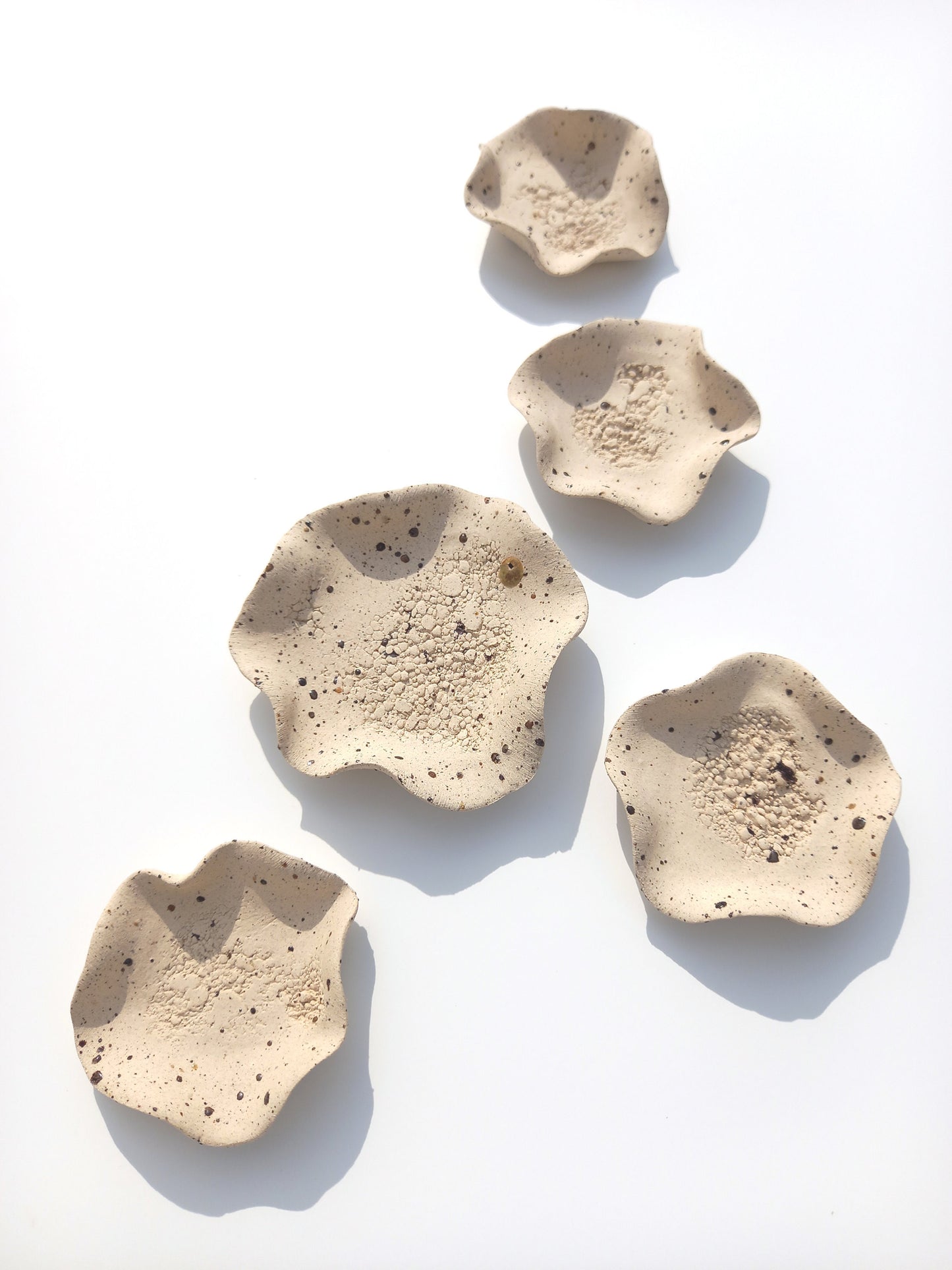 Beige Speckled Stoneware Flower Tiles: Large Ceramic Wall Art (MADE TO ORDER)