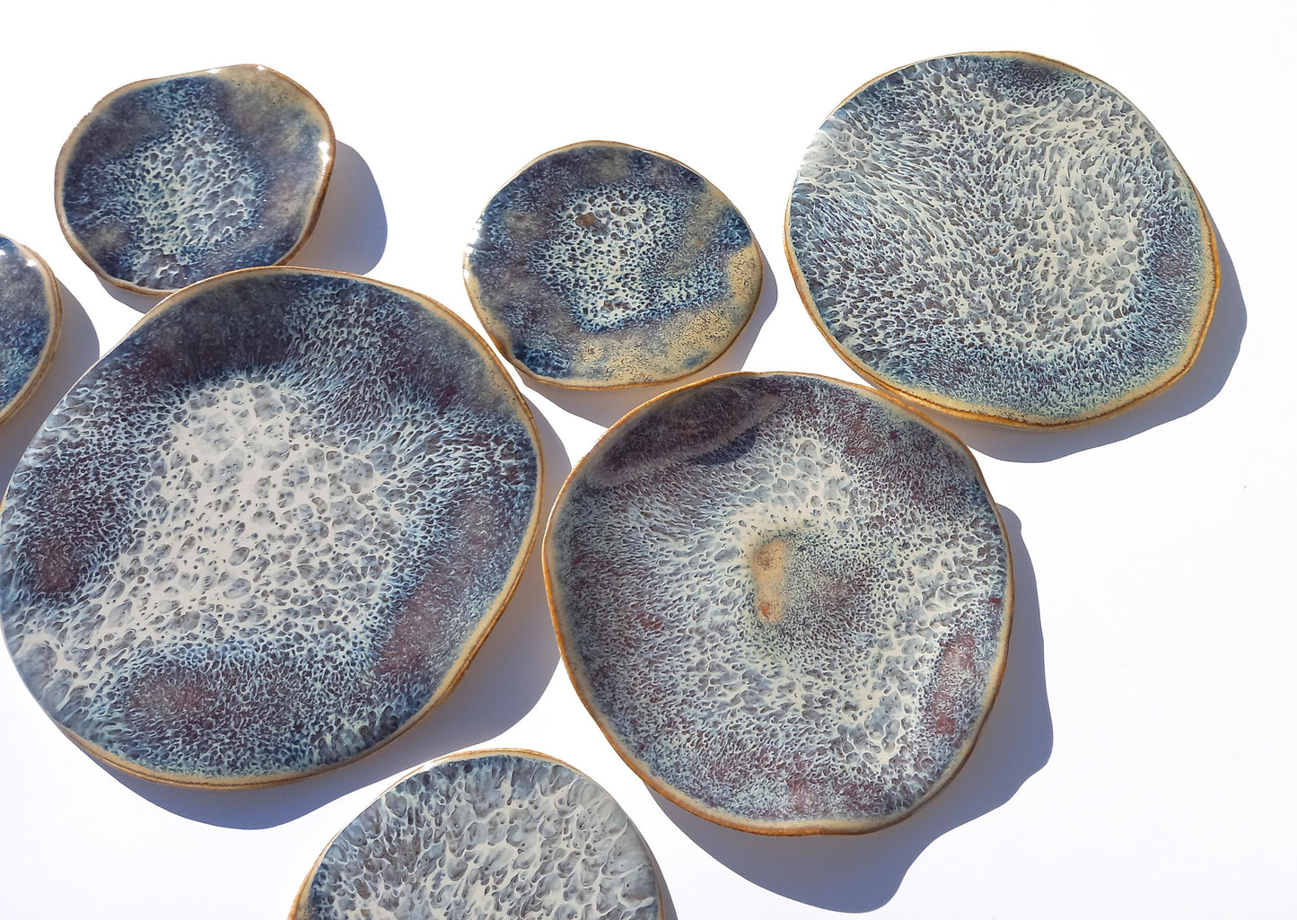 Organic Porcelain Wall Art Tiles - Blue, White & Honey - Made To Order