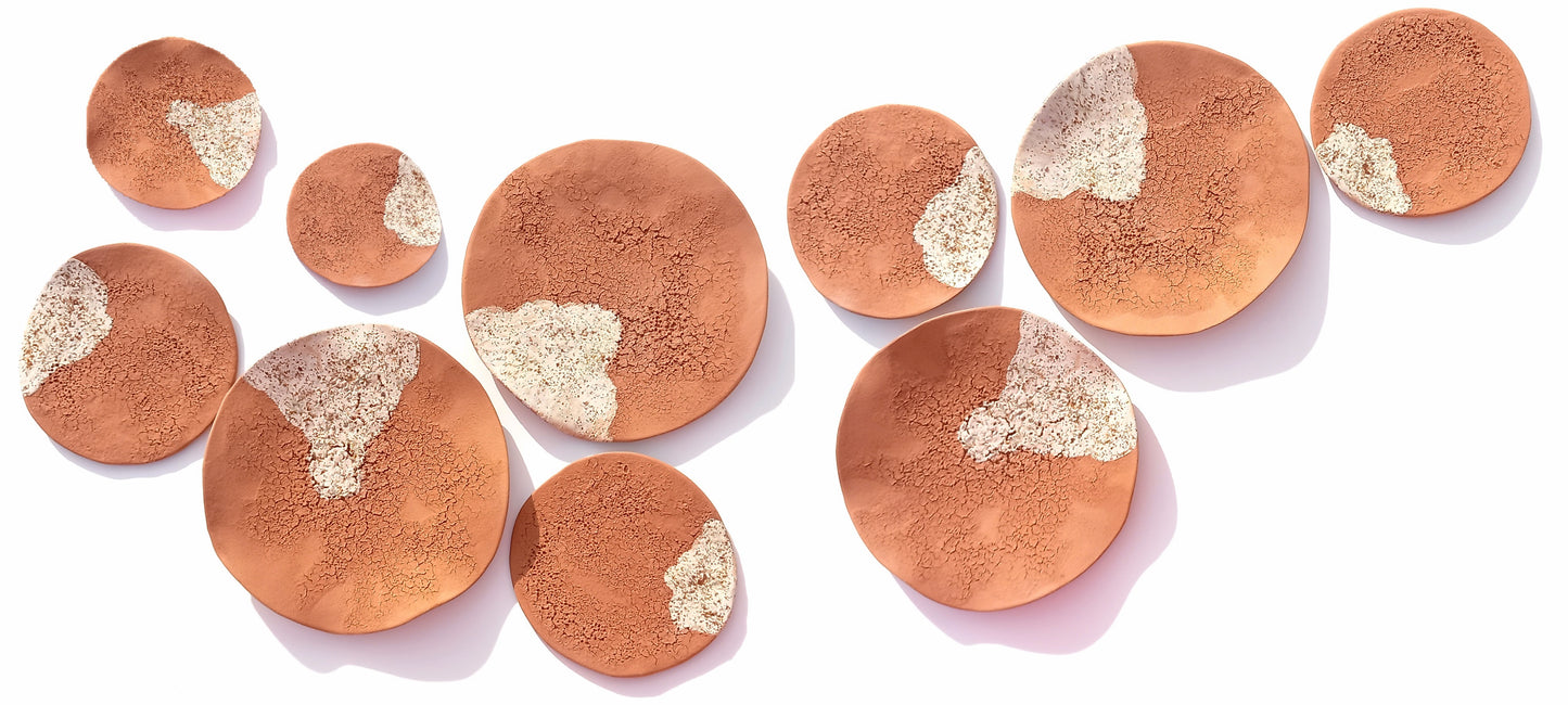 Handmade Terracotta Wall Tile Set: Earthy Ceramic Wall Art Sculpture, Made to Order